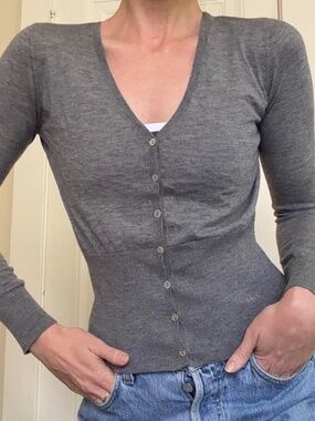 White + Warren 100% Cashmere Gray Cardigan S